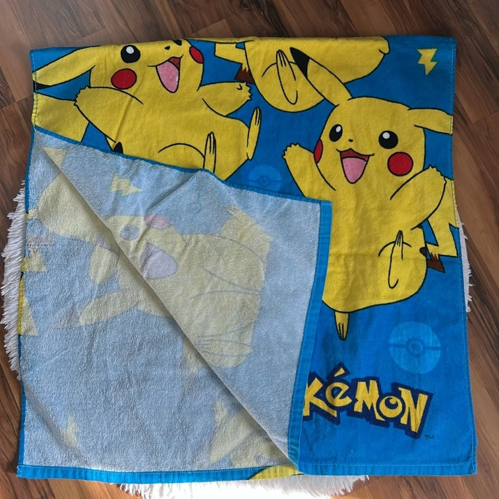 Pokemon Pikachu Cotton Blue and Yellow Beach Bath Towel